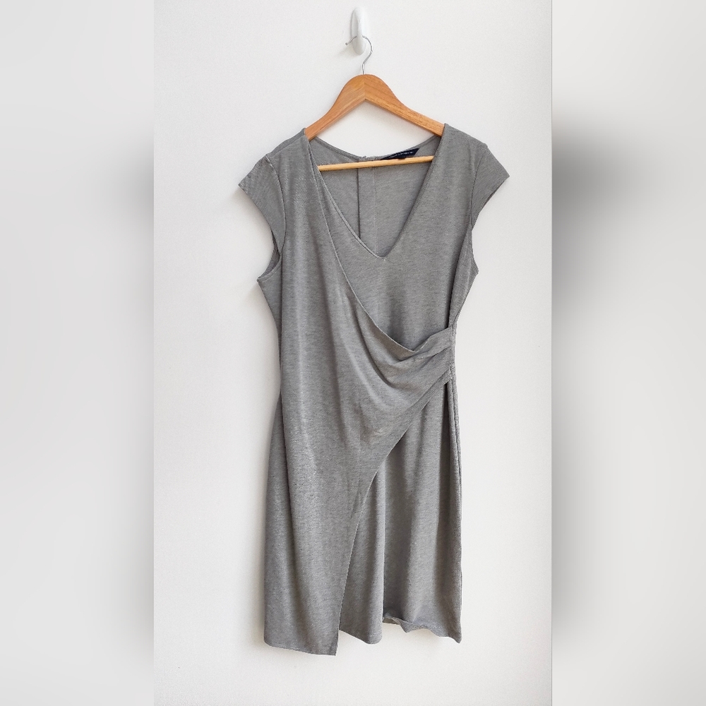 French Connection Grey Wrap Sleeveless Shift Dress Size 14 - Picture 7 of 7